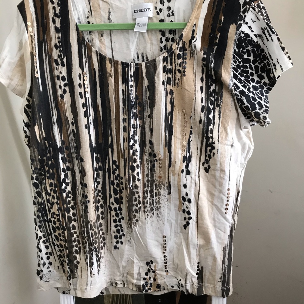 Chico’s Embellished Short Sleeve Tee Shirt 3
